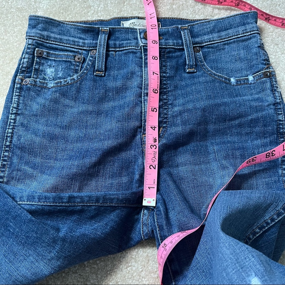 Madewell Pants Womens 25 Distressed Blue Step Hem Denim High Rise Skinny Jeans - Picture 7 of 10